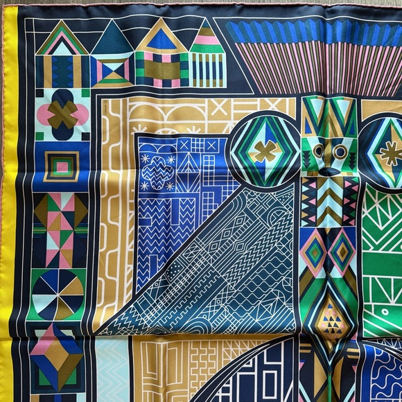 Hermes Multicolor Silk NDOP by Anamorphée Scarf 90 2017 Blue Geometric - Picture 7 of 10